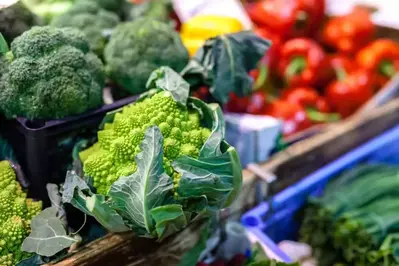 fresh veggies at a farmers market 