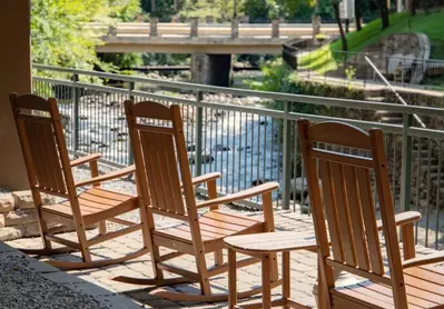 rocking chairs at old creek lodge