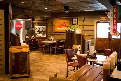 tables inside of Bones BBQ in Gatlinburg