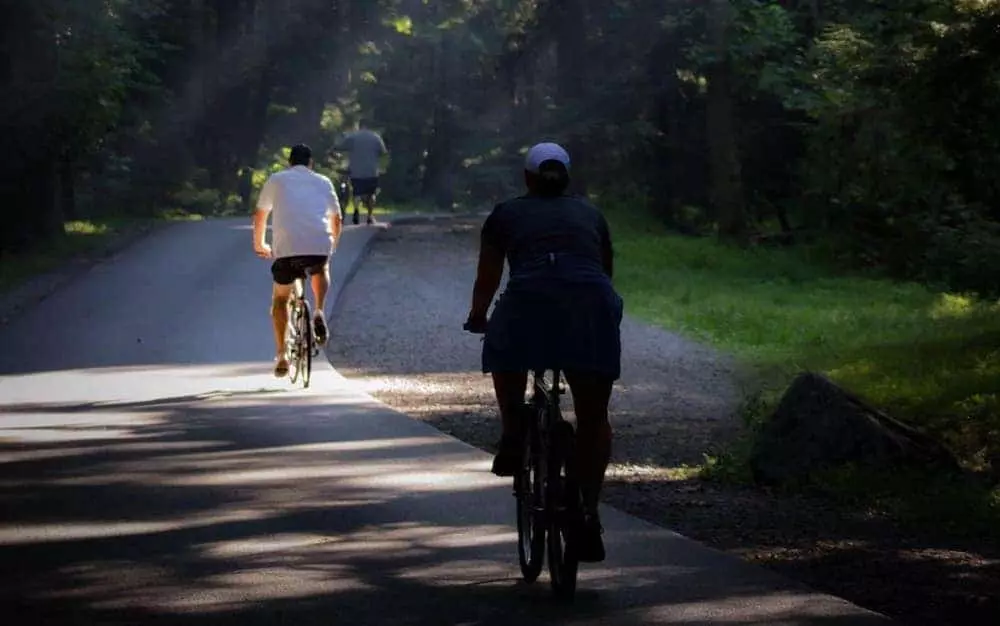 People biking in the mountains