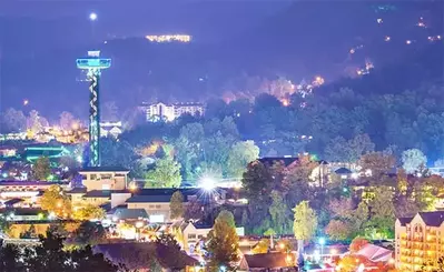 night time view of gatlinburg