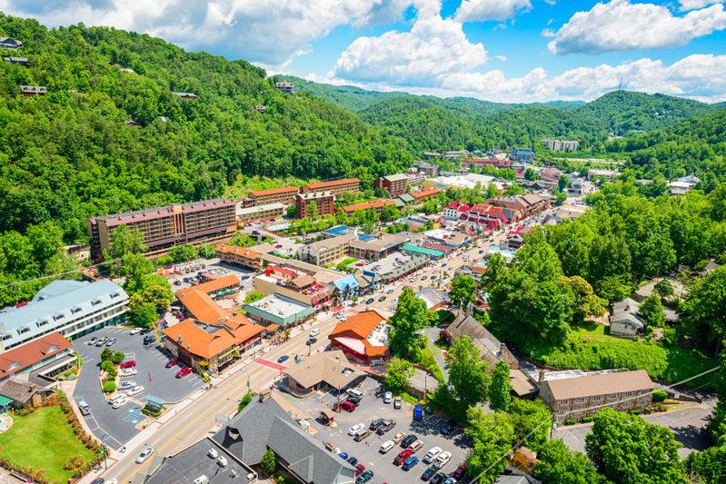aerial view of gatlinburg